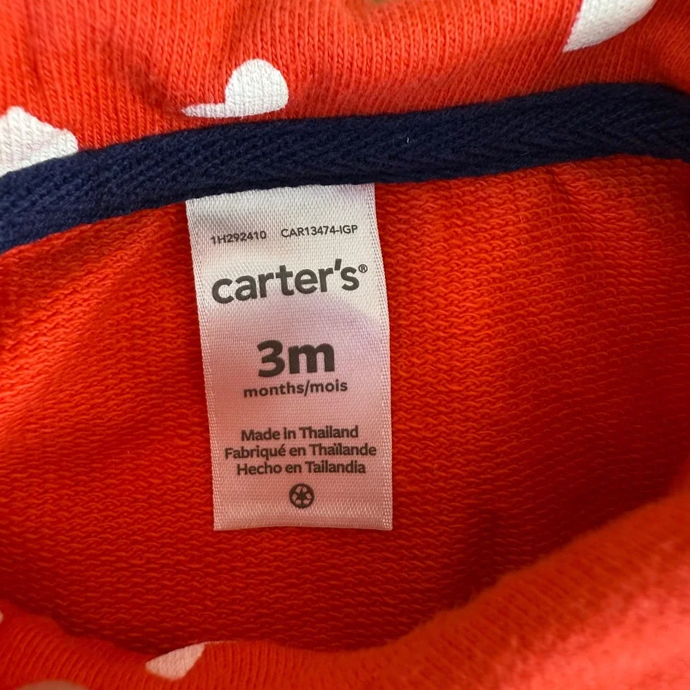 Carter's Baby Girl Red Heart Print Button Front Peplum Jacket 3M